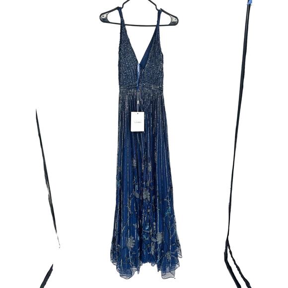 Mac Duggal 5226 Navy Blue V-Neck Sequin Sleeveless Gown Size 2 New - Picture 9 of 9